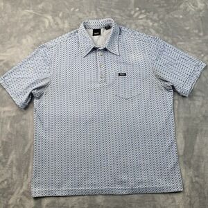 Mossimo Men's Golf Polo Shirt Size M Blue Grey Geometric Print